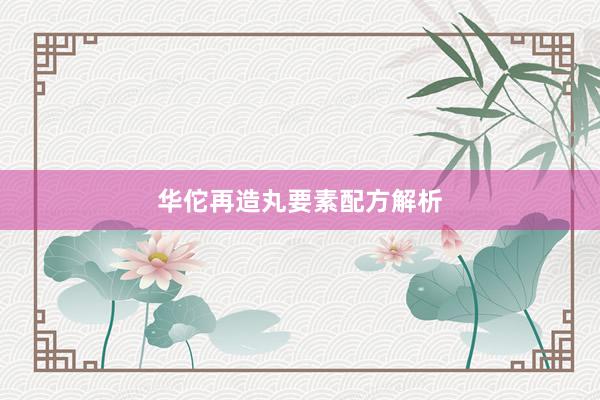 华佗再造丸要素配方解析