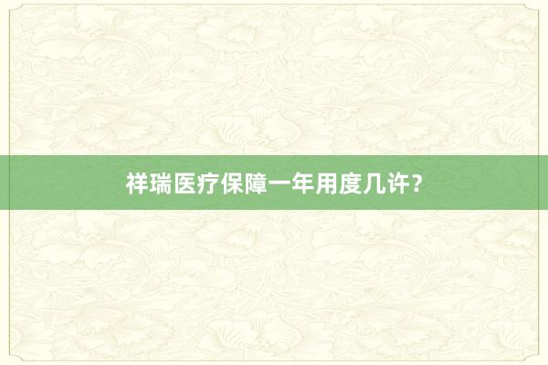 祥瑞医疗保障一年用度几许？